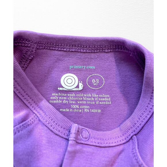 Primary Light Purple Footie, 0-3 Months - Picture 3 of 4